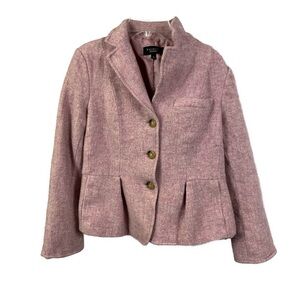 Talbots Women's Wool‎ Pink Cropped Three Button Blazer- Size 12